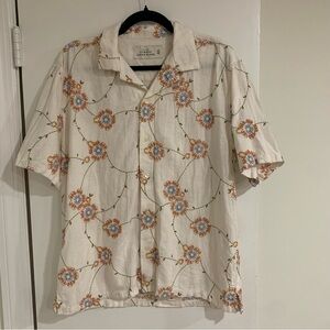 Abercrombie & Fitch Mens Summer Linen Blend Casual Button Shirt Resort Beach M